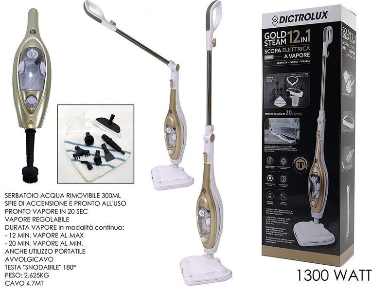 SCOPA A VAPORE GOLD STEAM 12IN1 1300W