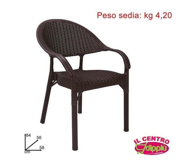 SEDIA PLASTICA  EFFETTO  RATTAN MARRONE