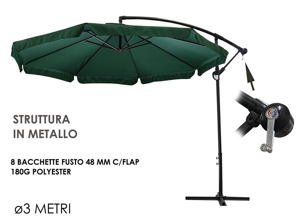 OMBRELLO LAMPADA VERDE CON FALDA 3MT