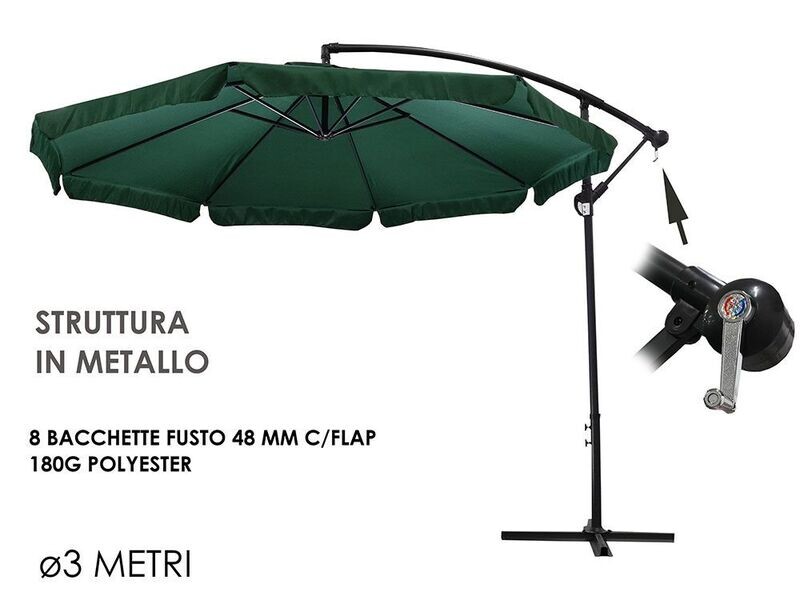 OMBRELLO LAMPADA VERDE CON FALDA 3MT