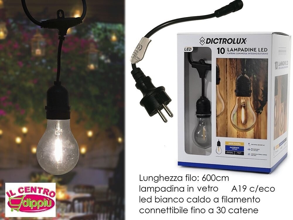 CATENA 10 LAMPADINE LED VETRO
