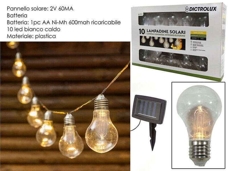 CATENA 10 LAMPADINE SOLARI C/10 LED