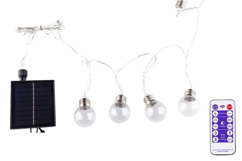 SERIE CATENA 25 LAMPADE LED DA GIARDINO 4.5CM 9.5MT SOLARE B.CALDO