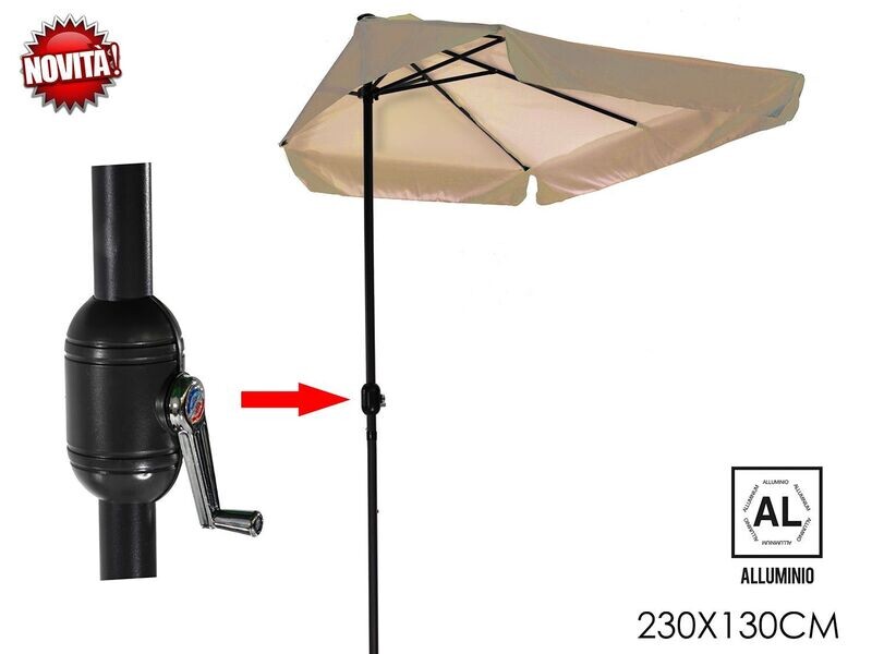 MEZZO OMBRELLONE  ALLUMINIO  2.3X1.3 MT COLORE CAMEL
