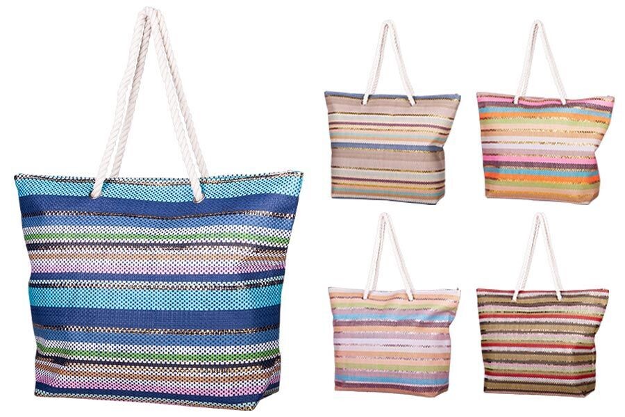 BORSA MARE CORDATA 52X38X15CM STRIPE 5ASS