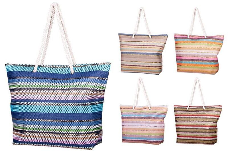 BORSA MARE CORDATA 52X38X15CM STRIPE 5ASS