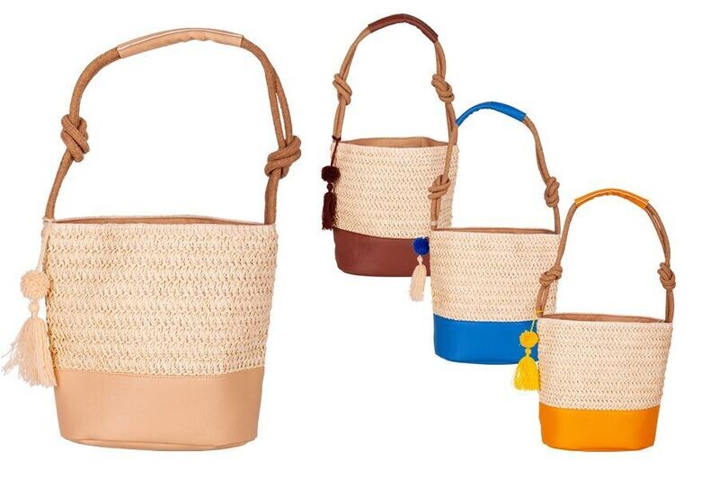 BORSA MARE PAGLIA CORDATA H.25CM 4 ASSORTITI