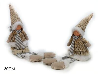 PERSONAGGIO NATALE BIMBO \ BIMBA 30CM CON CAPPELLO BEIGE 2ASS.