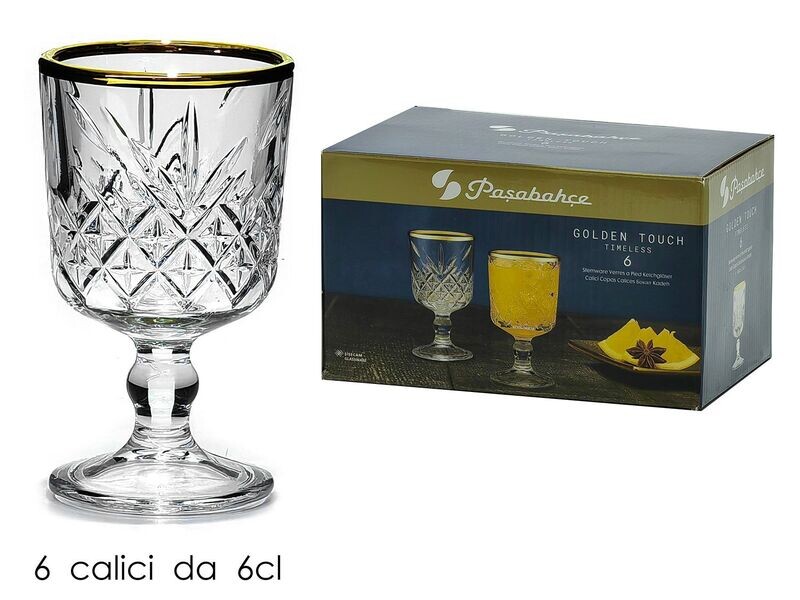 SET 6 CALICI TIMELESS GOLD LIQUORE 6CL