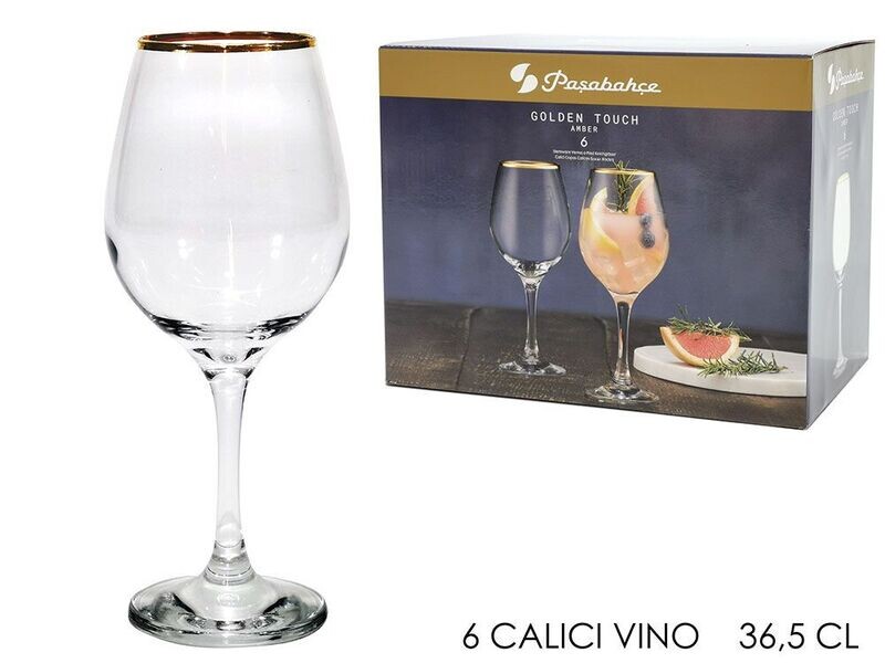 SET 6 CALICI AMBER GOLDEN VINO 36.5 CL
