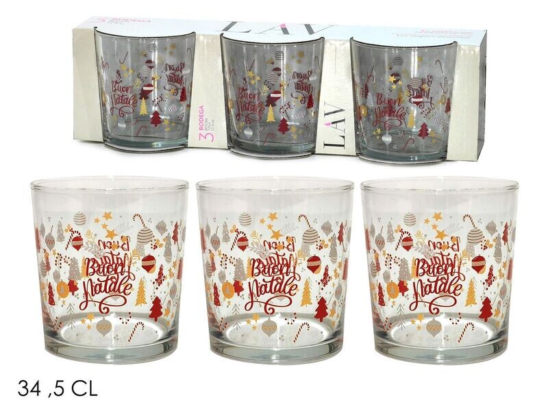 SET 3 BICCHIERI BODEGA 345CC BUON NATALE
