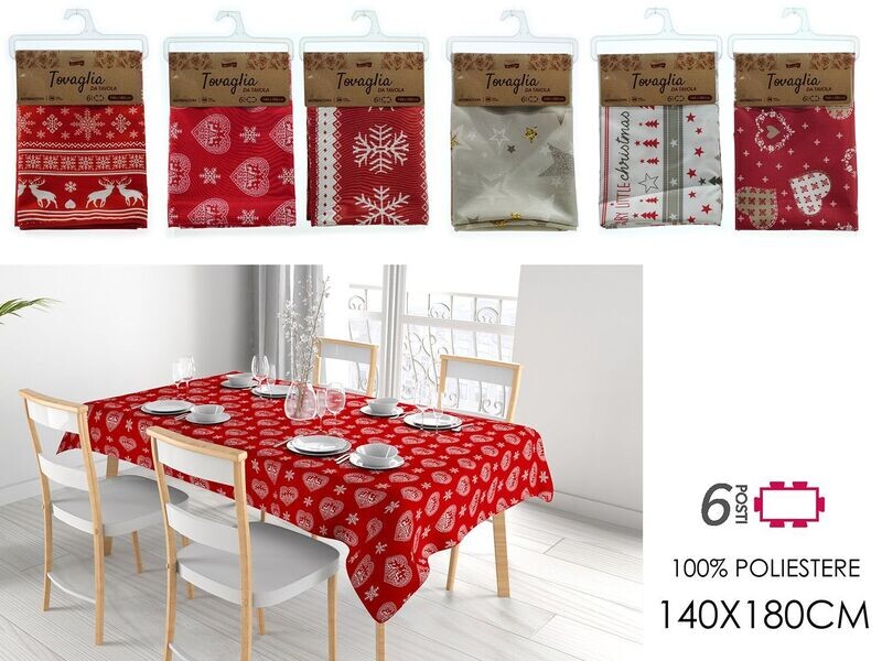 TOVAGLIA NATALE ANTIMACCHIA CM.140X180CM 6ASS