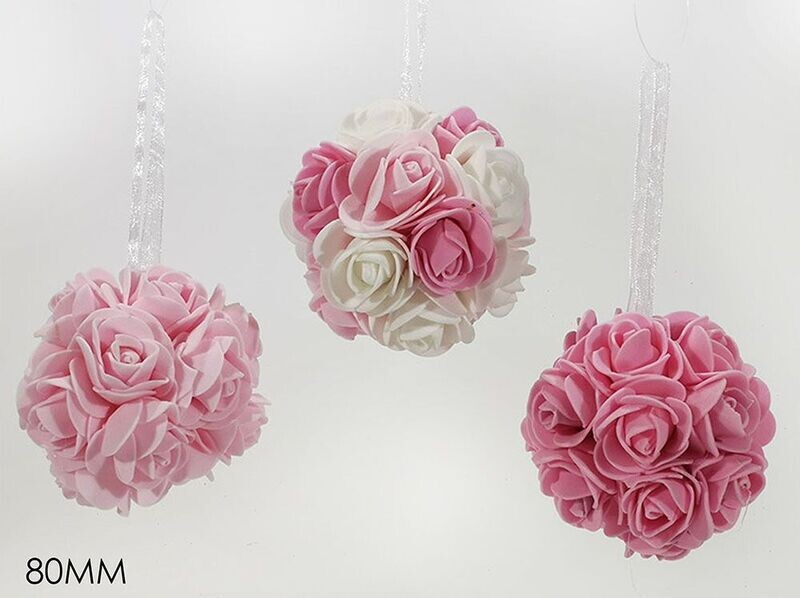 PALLA 80MM CON ROSE ROSA 3ASS