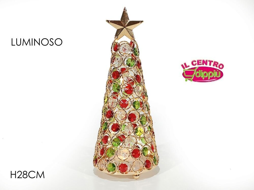 ALBERO A LED CON PIETRE MULTICOLOR H28cm