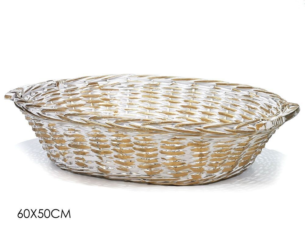 CESTA OVALE BIANCO/ORO 60X50CM