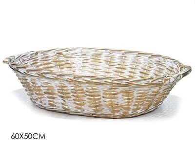 CESTA OVALE BIANCO/ORO 60X50CM