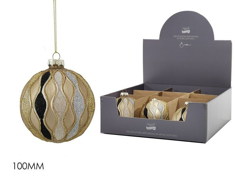 PALLA VETRO 100MM CHAMPAGNE CON GLITTER