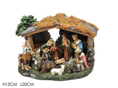 SET NATIVITA' 11PZ.CON CAPANNA 15CM