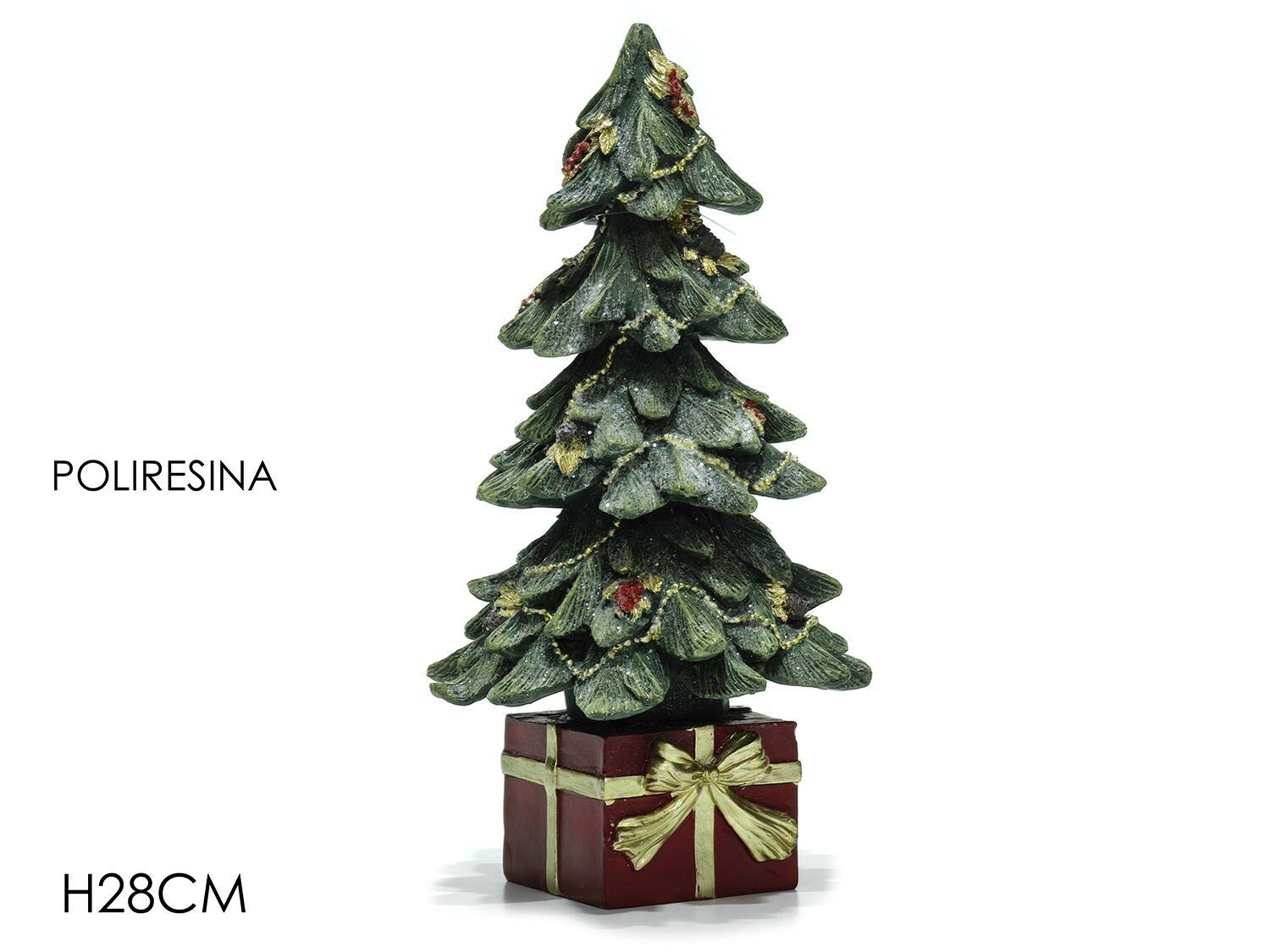 ALBERO DI NATALE 28CM VERDE C/ROSSO