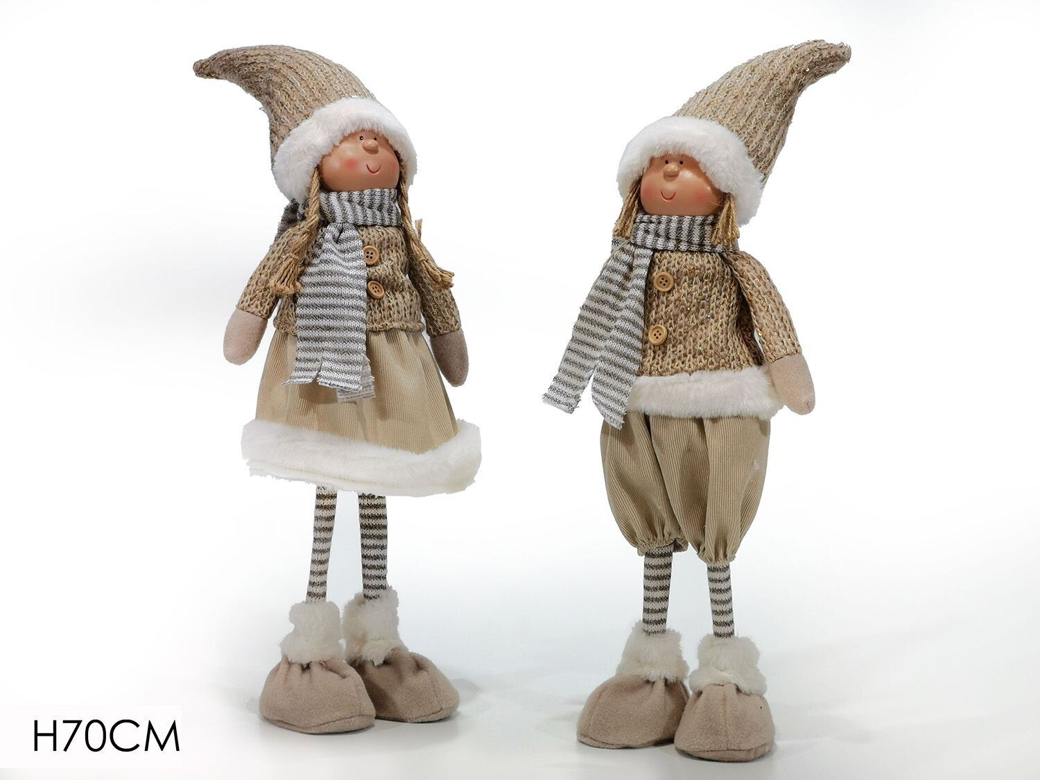 BIMBO\BIMBA PERSONAGGIO  NATALE 70CM CON CAPPELLO BEIGE 2ASS.