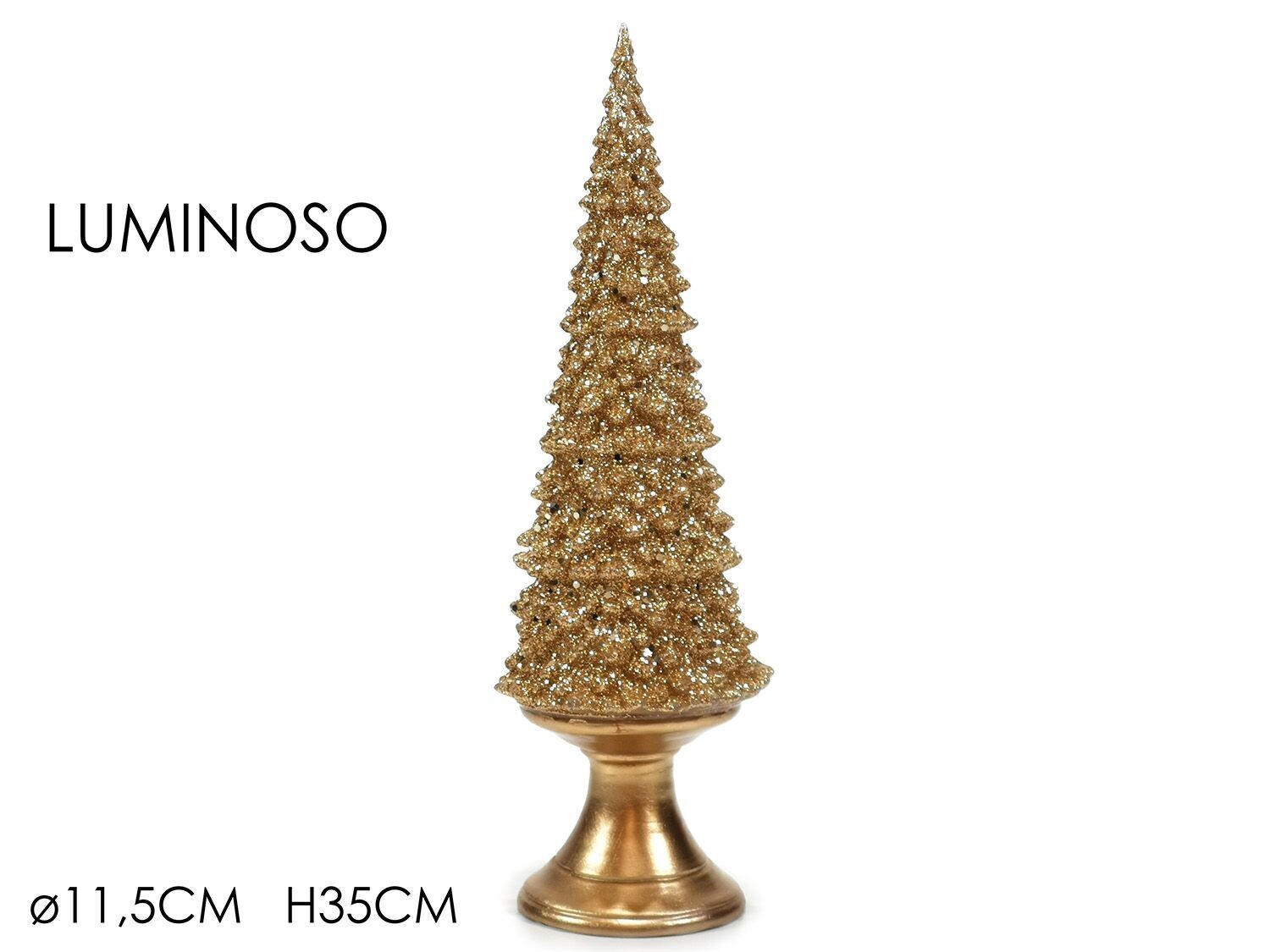 ALBERO NAT. B/O C/LED H35CM ORO+GLITTER