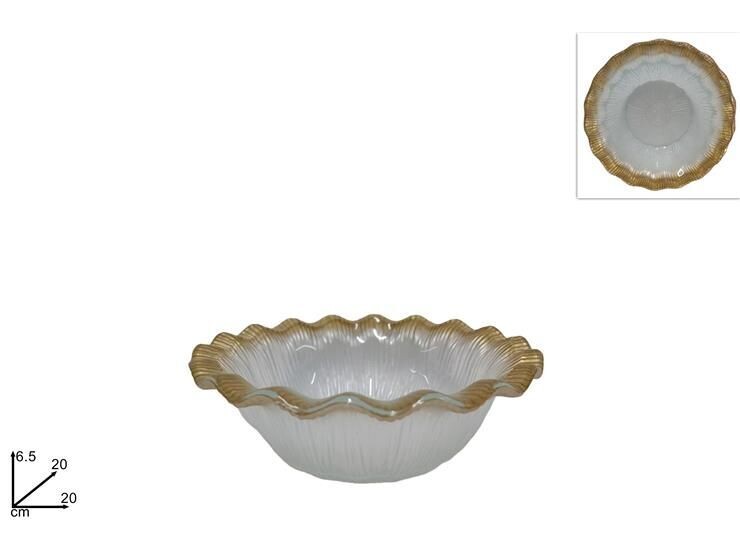 CENTROTAVOLA VETRO BIANCO/ORO 20CM 3Y20164/G.RIM-T