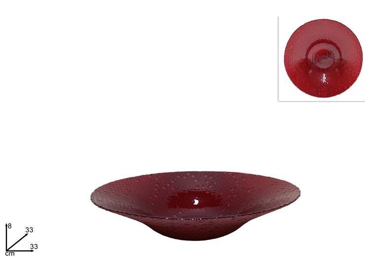 CENTROTAVOLA VETRO ROSSO 33CM 3Y33555/RED PAINT