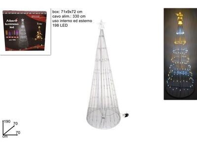 ALBERO LUMINOSO 190CM 198LED CON GIOCO LUCI BIANCO CALDO