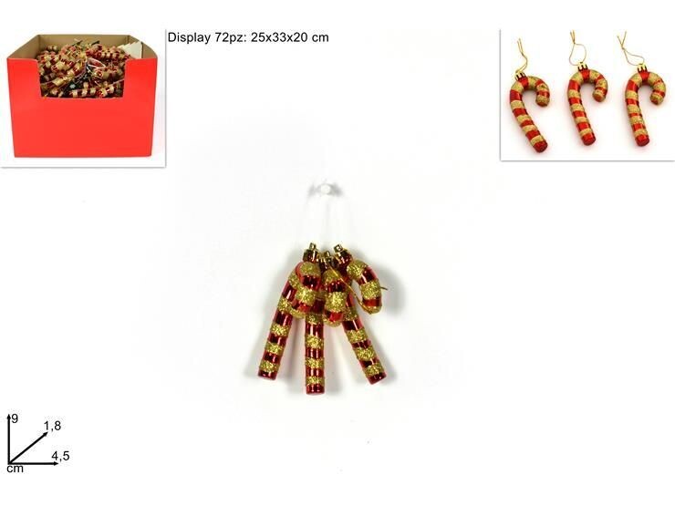 BASTONCINI 9CM SET 3PZ ROSSO GLITTER ORO HP9003-53