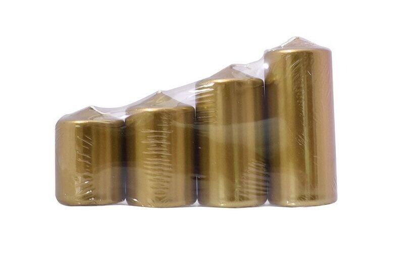 SET 4 CANDELE CILINDRO AVVENTO D.5X6/8/10/12CM ORO