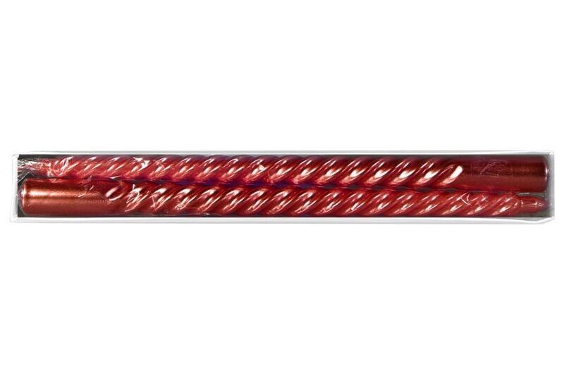 SET 2 CANDELE TORCIGLIONE 30CM ROSSO LACCATO