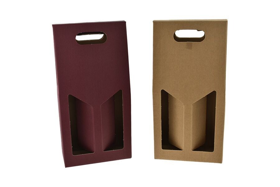 SCATOLA PORTA 2 BOTTIGLIE 18X9X41CM 2 COL ASS
