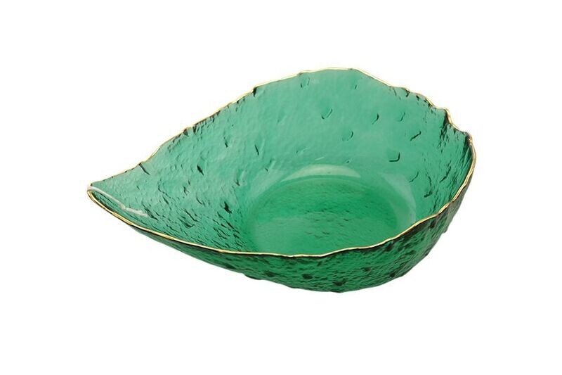 CENTROTAVOLA VETRO PS1014 H5.5+D19CM VERDE/ORO