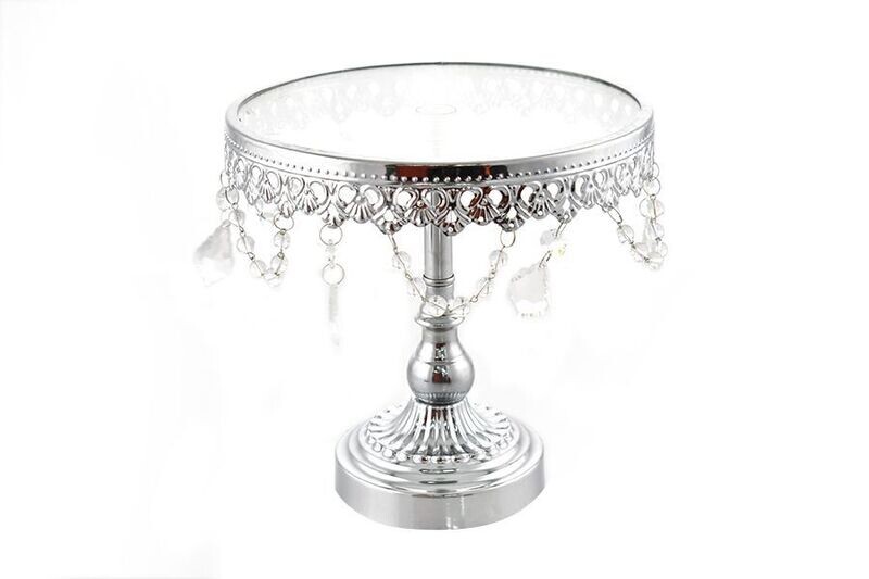 ALZATINA CON VETRO 23X23X23,5CM ARGENTO