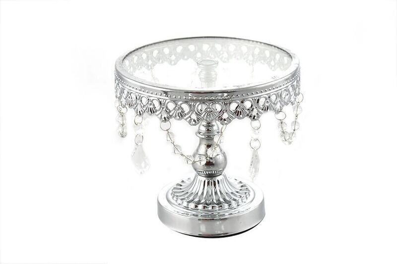 ALZATINA CON VETRO 19X19X17,5CM ARGENTO