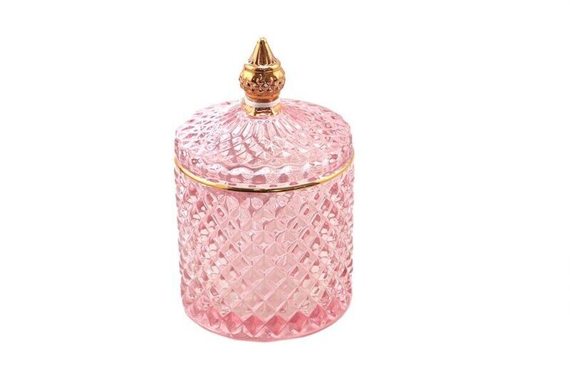 PORTACONFETTI VETRO 8.5X8.5X14CM ROSA