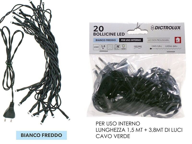 LUCI BOLLICINE BIANCO GHIACCIO LED 20PZ