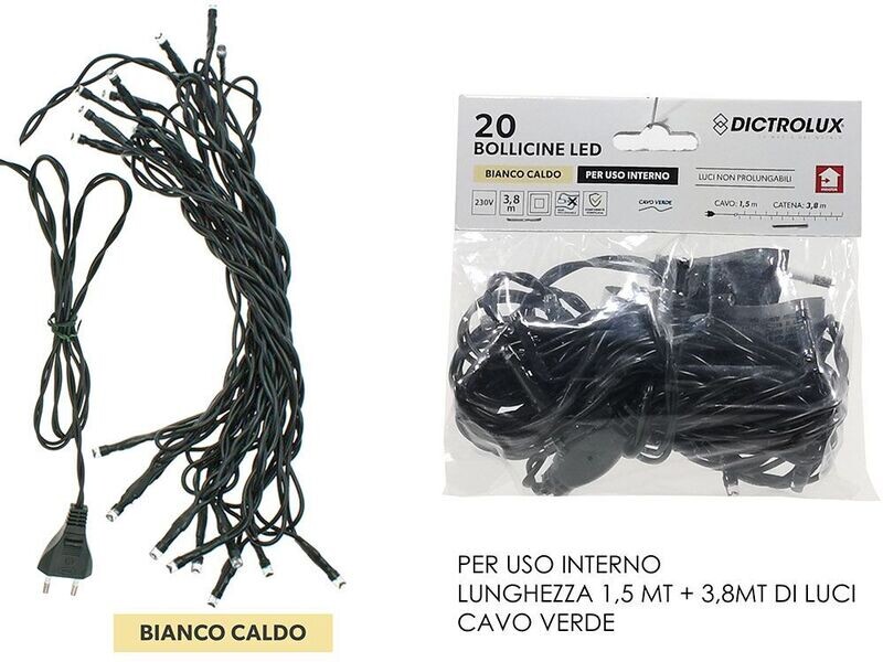 LUCI BOLLICINE BIANCO CALDO LED 20PZ