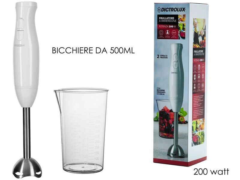 FRULLATORE IMM. C/BICCH. 200W 2VEL.