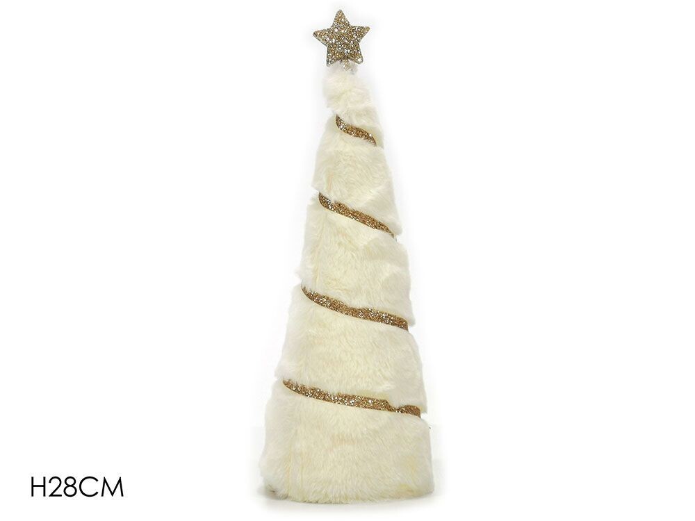 ALBERO 28CM BIANCO C/GLITTER ORO