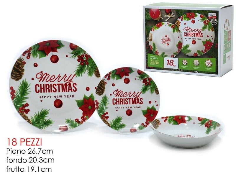 SERVIZIO TAV.18PZ PORC.MERRY CHRISTMAS