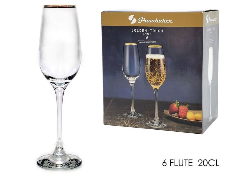 SET 6 FLUTE AMBER GOLDEN 20 CL