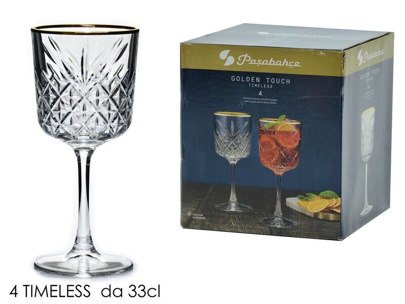 BICCHIERI SET 4 TIMELESS RED WINE GOOLD TOUCH 33CL