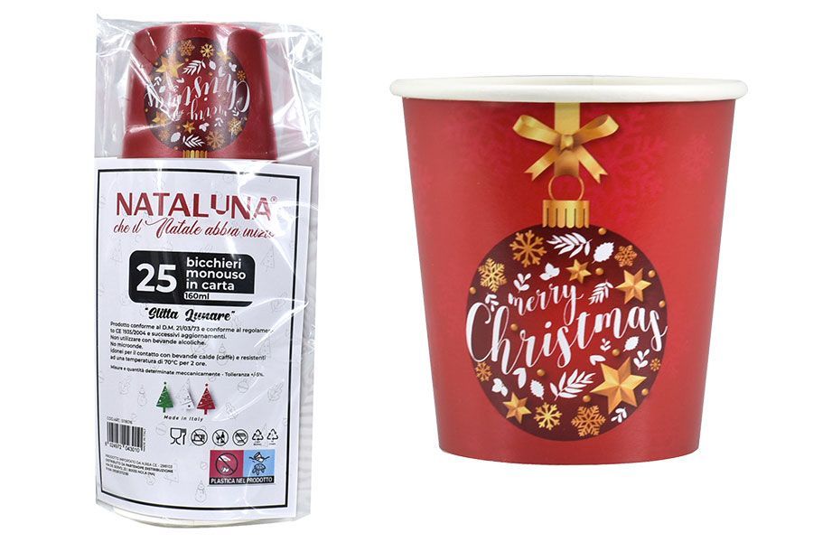 BICCHIERI 25PZ MONUSO IN CARTA 160ML DIS natale