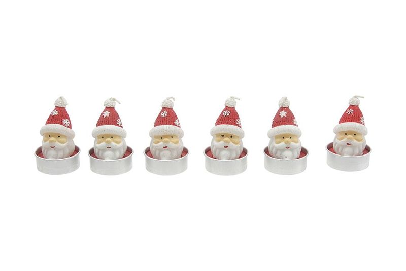 SET 6 TEALIGHT TESTA BABBO NATALE C/CAP. 08-3001
