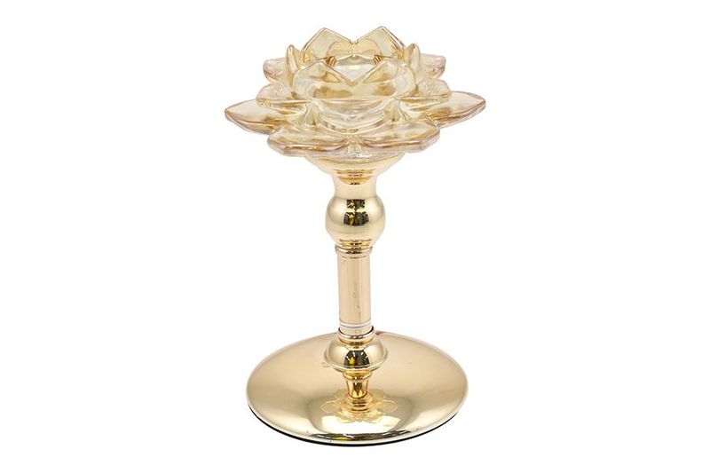 PORTACANDELA 1FUOCO DIA.11XH.28,5CM AMBRA/ORO