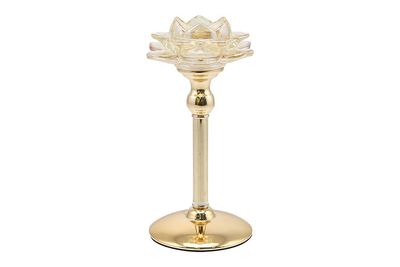 PORTACANDELA 1FUOCO DIA.11XH.24CM AMBRA/ORO
