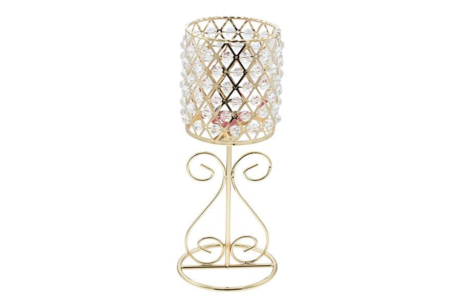 PORTACANDELA C/CRISTAL. 11X10X24CM M.60G-M ORO