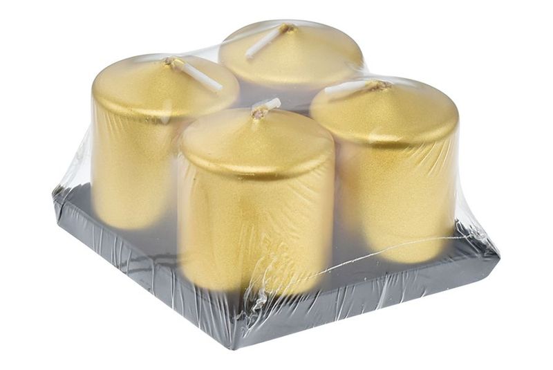 SET 4 CANDELE PILLAR DIAM.3.9X5CM ORO