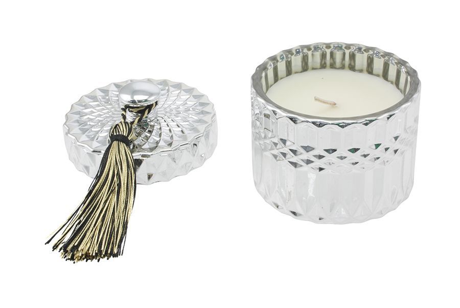 CANDELA VETRO 9,5X10,5CM 160G 290 VANIGLIA